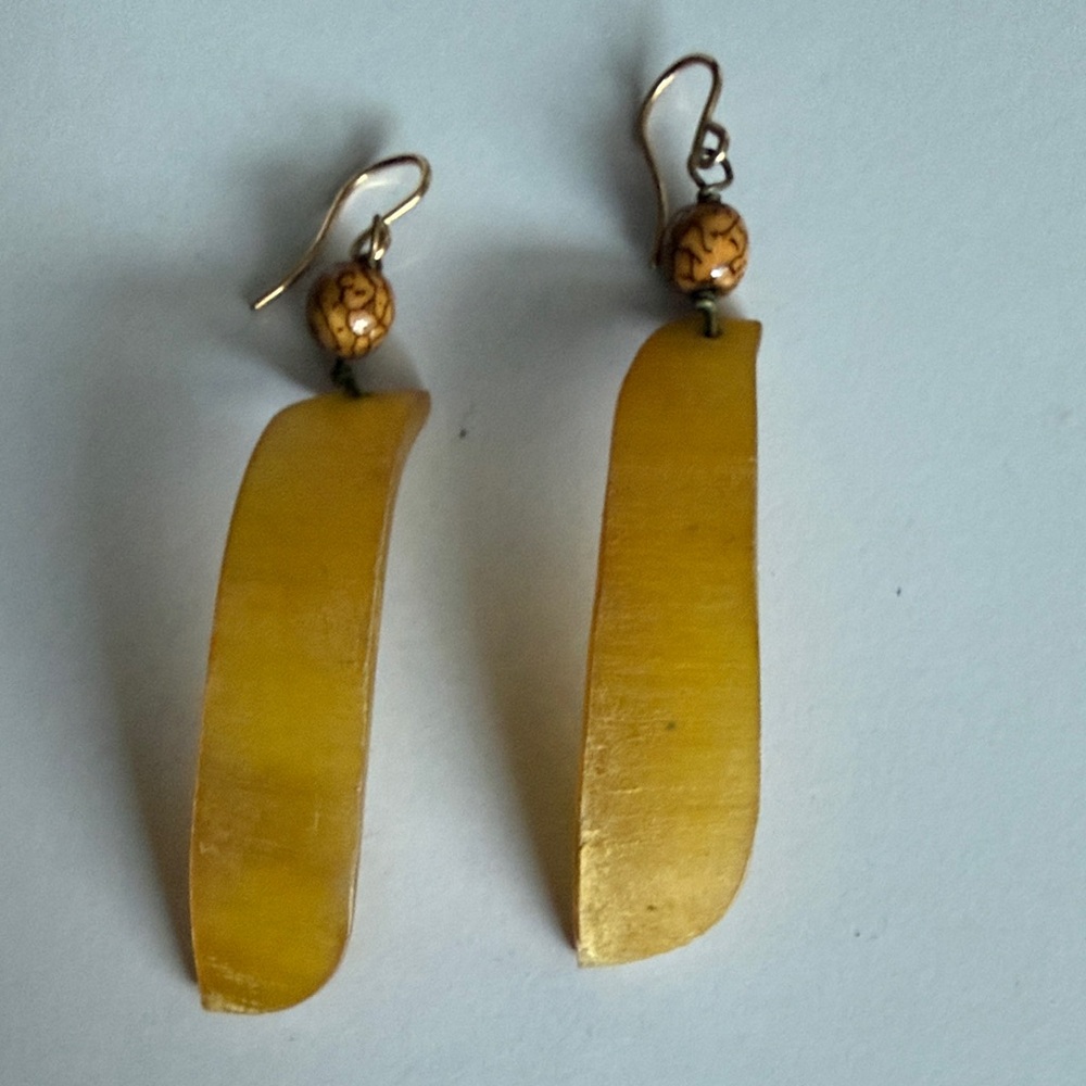Chic Yellow Horn Dangle Earrings